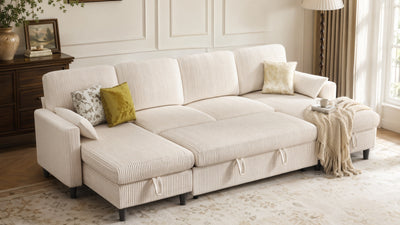 PANDORA 6 Seats J Shape Sectional Sofa Bed