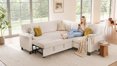 PANDORA 6 Seats J Shape Sectional Sofa Bed