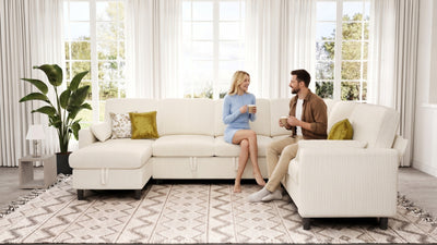 PANDORA 6 Seats J Shape Sectional Sofa Bed