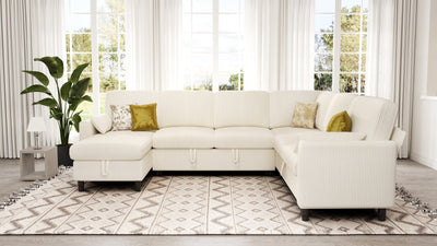 PANDORA 6 Seats J Shape Sectional Sofa Bed