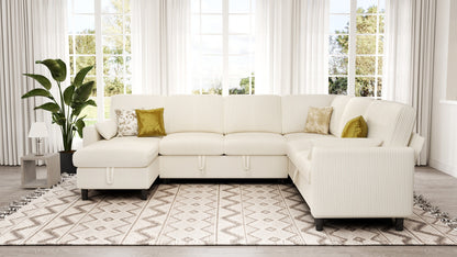 PANDORA 6 Seats J Shape Sectional Sofa Bed