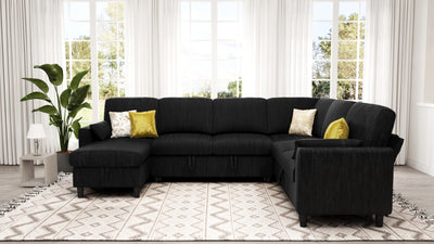 PANDORA 6 Seats J Shape Sectional Sofa Bed