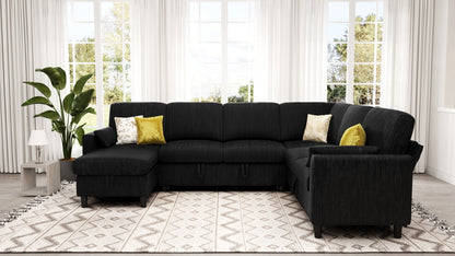 PANDORA 6 Seats J Shape Sectional Sofa Bed