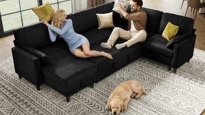PANDORA 6 Seats J Shape Sectional Sofa Bed