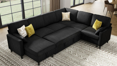 PANDORA 6 Seats J Shape Sectional Sofa Bed