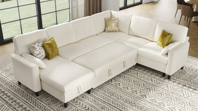 PANDORA 6 Seats J Shape Sectional Sofa Bed