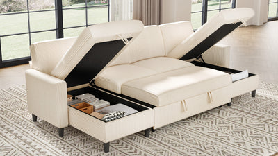 PANDORA 6 Seats J Shape Sectional Sofa Bed