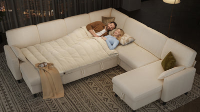 PANDORA 6 Seats J Shape Sectional Sofa Bed