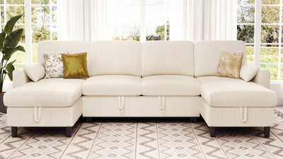 PANDORA 6 Seats J Shape Sectional Sofa Bed