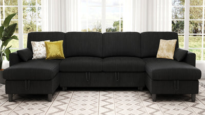 PANDORA 6 Seats J Shape Sectional Sofa Bed