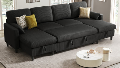 PANDORA 6 Seats J Shape Sectional Sofa Bed