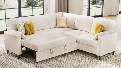PANDORA 6 Seats J Shape Sectional Sofa Bed