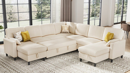 PANDORA 6 Seats J Shape Sectional Sofa Bed