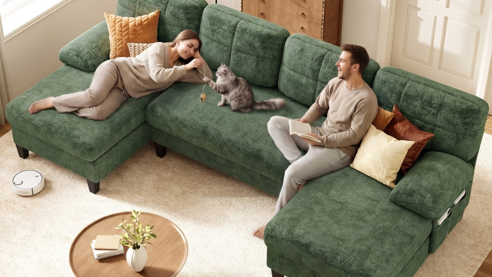 UNA 4 Seats U Shape Sectional Sofa