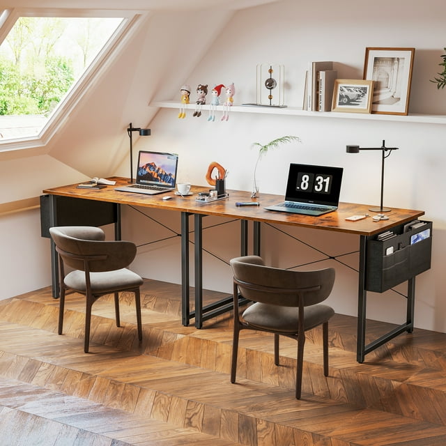 Computer Writing Desk 40 inch, Sturdy Home Office Table, Work Desk with a Storage Bag and Headphone Hook, Vintage